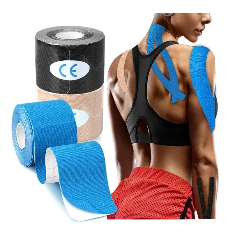 Sports Kinesio Tape Muscle Kinesiology Elastic Knee Pain Relief Strain Patch Athletic Recovery Stickers