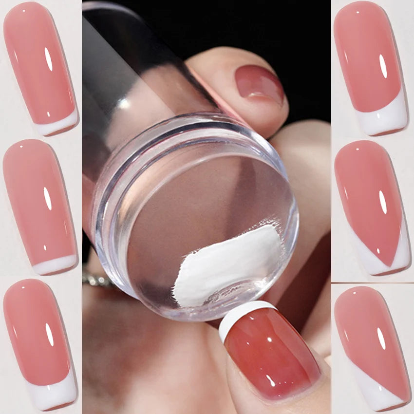 Nail Stamper Jelly Silicone Printing Nail Polish Stamping French Tip Nail Stamp Template with Scraper  Manicure Stencil Tools