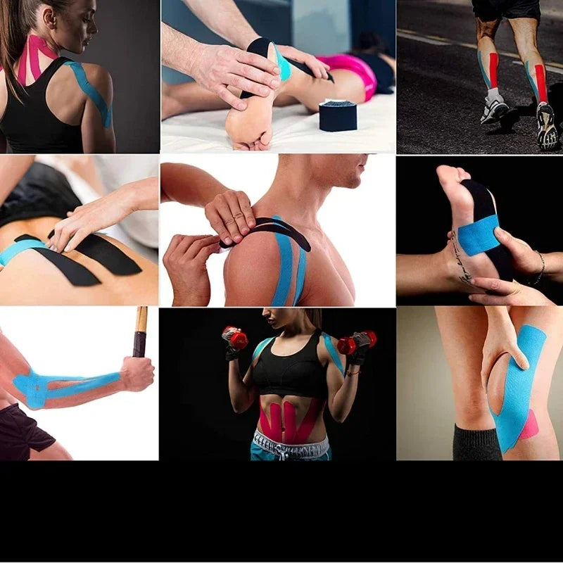 Sports Kinesio Tape Muscle Kinesiology Elastic Knee Pain Relief Strain Patch Athletic Recovery Stickers