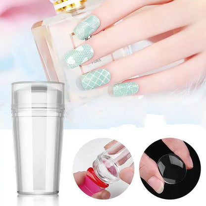 Nail Stamper Jelly Silicone Printing Nail Polish Stamping French Tip Nail Stamp Template with Scraper  Manicure Stencil Tools